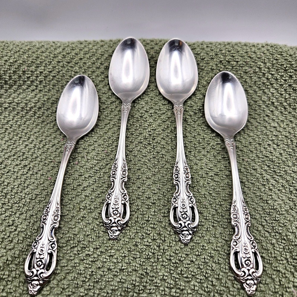 Vtg Oneida Renoir ( Penbrooke ) Stainless Steel - Teaspoon Lot of 4 - 1990's